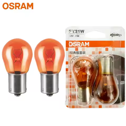 OSRAM Original PY21W Bau15s Car Metal Bases Amber Turn Signal Halogen Light OEM Brake Bulbs Reverse 