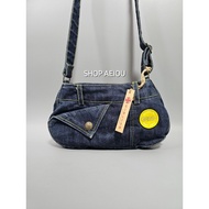.-Collect Coupons At The Store AEIOU No.111 Shoulder Bag Jeans​ Girlish HOBO Style Jeans Button Mode
