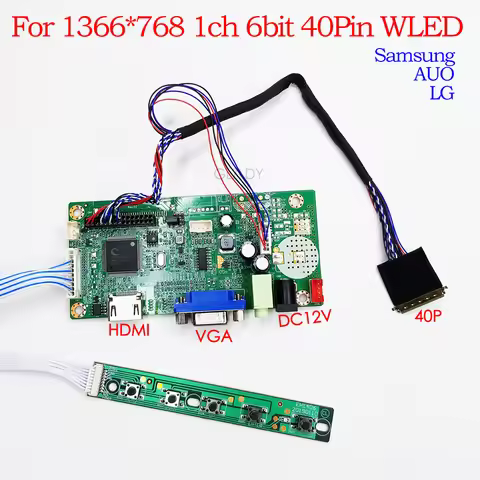 For LG 1366x768 40pins LED Driver LVDS HDMI VGA LCD Display Driver Board Kit LP156WH4 LP140WH1 LP156