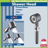 4-in-1 High-Pressure Switchable Shower Head with Filter, 3 Modes, Water-Saving, Silicone Massage