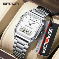 Sanda Waterproof Mens and Womens Fashion Quartz Watch Stainless Steel Strap Multi functional Outdoor