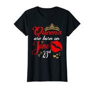 Womens Red Lips Queens are Born on June 23rd Cancer Birthday Girl T-Shirt