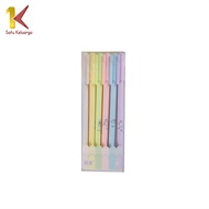 Satu Keluarga Pulpen Gel Mekanik 6IN1 Motif Polos Warna Pastel Gaya Korea A48 Pena Cair 0.5mm