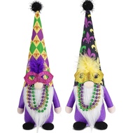 Hiasan Gnome Mardi Gras CRCZK 2Pek Hiasan Gnome Musim Bunga Buatan Tangan Hiasan Gnome Sweden dengan