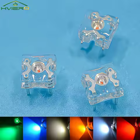 100Pcs 3mm Diode LED Dome Light Beads Piranha Flux Wide Angle Super Bright 4-Pin White Red Yellow DI