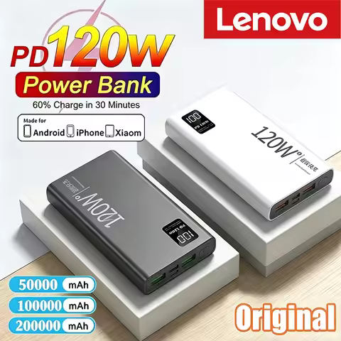 Lenovo Original 500000mAh Powerbank External Spare Battery Portable Charger For iPhone Samsung Super