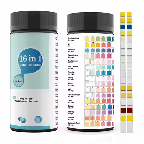 A22I 16 in 1 Water Test Kits,100PCS Drinking Water Testing Strips,Tap and Well Water Test Strip&ETes