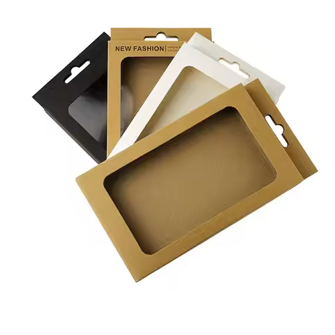 [Pack of 5/20] Phone Case Packaging Box Kraft Paper Box Cell Phone Mobile Phone Case Box with Hangin