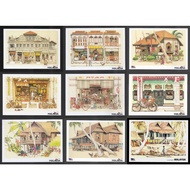 Malaysia Postcard - Historical Shop Front & Kampung House