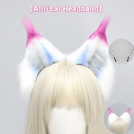2025 New Arrival Furry Handmade LOL Ahri Ear Headwear Cosplay Pure Snow Moon Tailed Fox Headband Cos