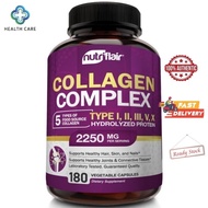 NutriFlair Multi Collagen Peptides Pills 0MG, 10 Capsules - Type I, II, III, V, X - Premium Collagen