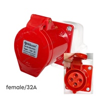 socket stopkontak genset INScom 32 Ampere 3 phase 4 lubang 4 kaki plug mounting
