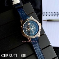 [Original] Cerruti 1881 CTCIWGQ2224802 Multi-Function Men's Watch with Blue Leather Silicon Strap