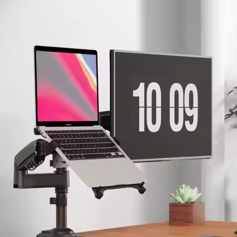 NB H180-FP Desktop Gas Spring Dual Arm for 17"-27" Monitor Holder + 10"-17" Laptop Support Air Press