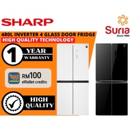 (Free Delivery Kedah,Penang & Perlis)Sharp 480L Inverter 4 Glass Door Refrigerator SJF489GK SJF489GW