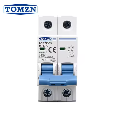 TOMZN 2P DC MCB 1000V Solar Mini Circuit Breaker 3A 6A 10A 16A 20A 25A 32A 40A 50A 63A DC MCB for PV