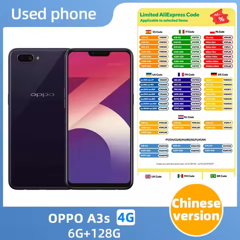 OPPO A3s 4G SmartPhone 6.2inch 4230mAh 13MP Cameras Android CPU Qualcomm Snapdragon 450 Used Phone