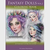 Fantasy Dolls Vol.2 Coloring Book Grayscale: 25 Portraits of Big Eye Cuties