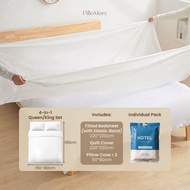 Disposable Fitted Bedsheet Set Travel Vacuum Packed Hotel Pillow Cover One Time Use Cadar Sarung Til