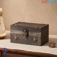 LUCILLE Multifunctional Treasure Chest, Vintage Wooden Jewelry Storage Box with a Lock, Escape Room 