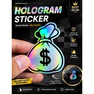 Hologram Sticker & Dollar Money Bag Waterproof Premium Decal Motorcycle Car Laptop Helmet