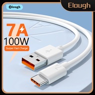 Elough 7A 100W Type C สาย USB Super-Fast Charge สำหรับ Huawei Mate 40 30 Xiaomi Samsung Fast Charging สายชาร์จ USB ข้อมูลสายไฟ