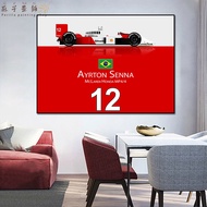 ผ้าใบตกแต่งบ้านแข่ง Perilla-F1 Ayrton Senna แชมป์โลก MP4 12แข่งแข่งแข่งผ้าใบพิมพ์ภาพศิลปะบนผนัง