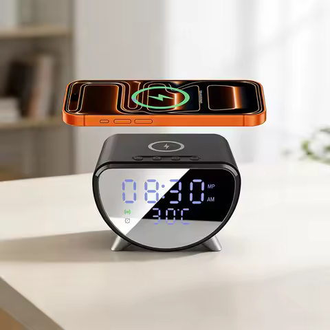 15W Wireless Charger Digital Alarm Clock with Temperature Display in Celsius And Fahrenheit for iPho