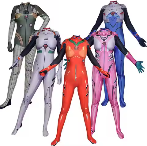 Anime Asuka Langley Soryu Mari Rei Ayanami Cosplay Costume Asuka Test Jumpsuits Zentai Suit Hallowee