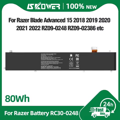 SKOWER 80Wh RC30-0248 Battery for Razer Blade 15 Advanced 2018 2019 2020 2021 RTX RZ09-02385 RZ09-02
