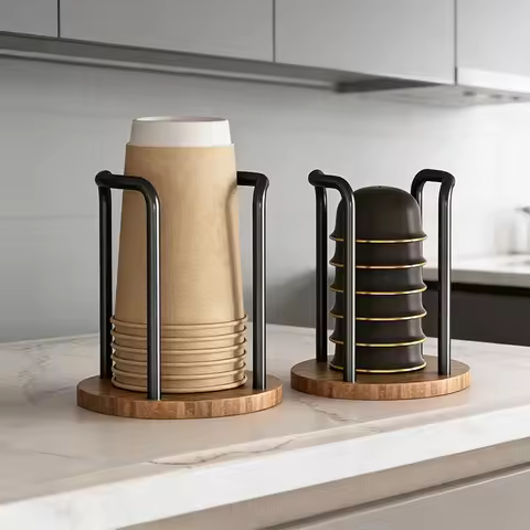 Coffe Cup Holder Dispenser Paper Cup Storage Rack Waterproof Single/Double Sided Organizer for Coffe