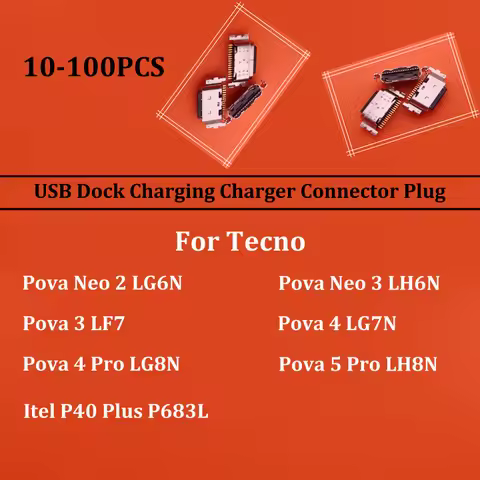 10-100PCS USB Dock Charging Charger Connector Plug For Infinix Itel P40 Plus Tecno Pova Neo 2 3 4 5 