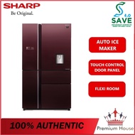 Sharp Refrigerator (780L) J-Tech Inverter Auto Ice Maker & Water Dispenser French 4-Door Fridge SJF8