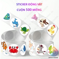 Roll of 500 ANIMAL Stickers, Cartoon Stickers, Bookmark Stickers, ANIMAL STICKERS