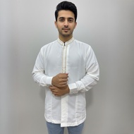 (Brilio Mart) Baju Koko Pria Semi Sutra Jacquard Bordir Premium Lengan Panjang