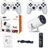 X10 Plus Retro Game Console with Projector，4K HD Portable Projector with 10000+ Games，Plug and Play 