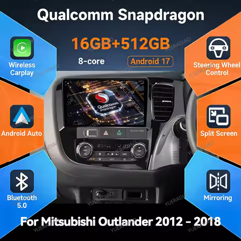 Android 17 Car Radio For Mitsubishi Outlander 3 GF0W GG0W 2012 - 2018 GPS NAVI QLED 2DIN BT Multimed