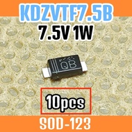 10pcs Diode zener KDZVTFTR7.5B SMD SMT 7.5V 1W 7.5V 1000mW SOD-123, Zener Diode mark QB