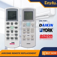 Daikin York Acson Air Cond Air Conditioner Remote control DGS01 ECGS01 APGS02 AWM07G AWM09G ECGS02