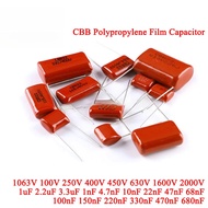 5-10Pcs 63V 100V 250V 400V 450V 630V 2000V CBB Polypropylene Film Capacitor 101 103 104 105 125J 221