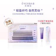everbab艾蓓拉单簇假睫毛【七夕礼物】自然放大双眼A型仙子毛鱼尾自粘嫁接眼睫毛胶水镊子新手友好 上下睫毛套装--A型仙子毛+鱼尾型 （含镊子胶水）