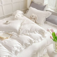 bedsheet with comforter fluffy bedsheet set super single bedsheet Cream White Princess Style Super S