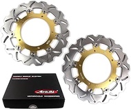 Arashi Front Brake Disc Rotor for Yamaha XJ600 DIVERSION F 2010-2012 / YZF R6 2003 2004 / MT-03 2006-2011 Motorcycle Replacement Accessories XJ600F MT03 YZF-R6 Gold 2007 2008 2009