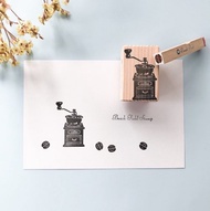 咖啡研磨器與咖啡豆 印章兩件組