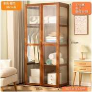 全城熱賣 - 實木衣櫃--臥室櫃，置物架【透明門-茶色】（加深寬度47cm）雙門81長x170高cmx1件#H099100965