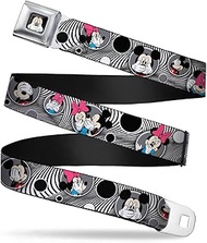 Seatbelt Belt - Mickey & Minnie Peek-a-Boo Expressions Swirl Black/White - 1.0" Wide - 20-36 Inches 