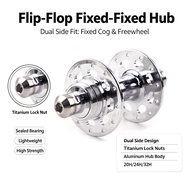 POLSO Flip‑Flop Fixed‑Fixed Rear Hub, Titanium Lock Nuts Sealed Bearing Fixed Gear Bike Hub 20H 24H 