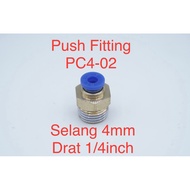 Pc4-02 Pneumatic Coupler Fitting Straight Hose 4mm Drat 1/4inch Connector Slip Lock Push Tube Brass Connector Male Thread Straight | 2.048.0006 | Pc4-02