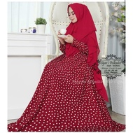 hk3 gamis syarii mayung polkadot monalisa set hijab ceruty 2 layer