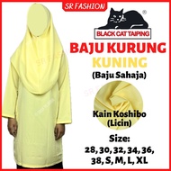 BLACK CAT Baju Kurung Kuning Pengawas Pusat Sumber Kain Koshibo Licin Baju Sahaja